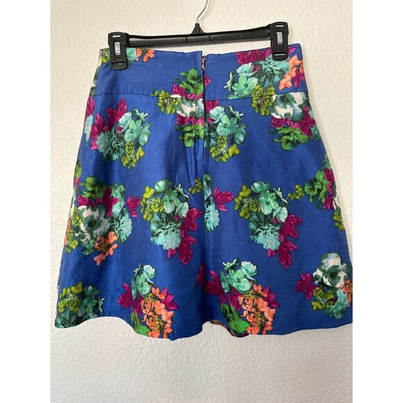 Anthropologie | Maeve | Blue Floral Zippered Rose Pockets Garden Days Skirt Sz 4 - Picture 5 of 9